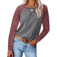 thumbnail image 2 of Chemises à Manches Longues pour Femmes Col Rond Raglan Tunique Décontractée Haut Ample Coton T-Shirt d'Automne, 2 of 4