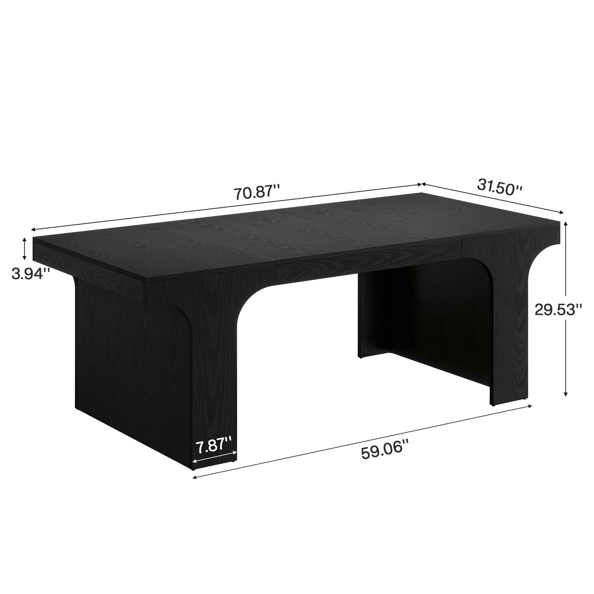 MAYEERTY 70.87 Inch Farmhouse Rectangular Multi-Use Table, Large Wood Table with Sled-Style Wooden Base for 6 to 8 People