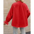 thumbnail image 4 of Women Shirt Long Sleeved Button Up Shirt Pleated V Neck Shirt Loose Casual Fluffy Top, 4 of 5