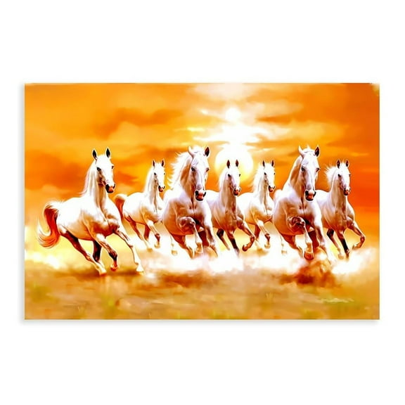 Seven Lucky Running Wild Horses Wall Art Animal Poster 7 Canvas Poster Bedroom Decor Sports Landscape Office Room Decor Gift