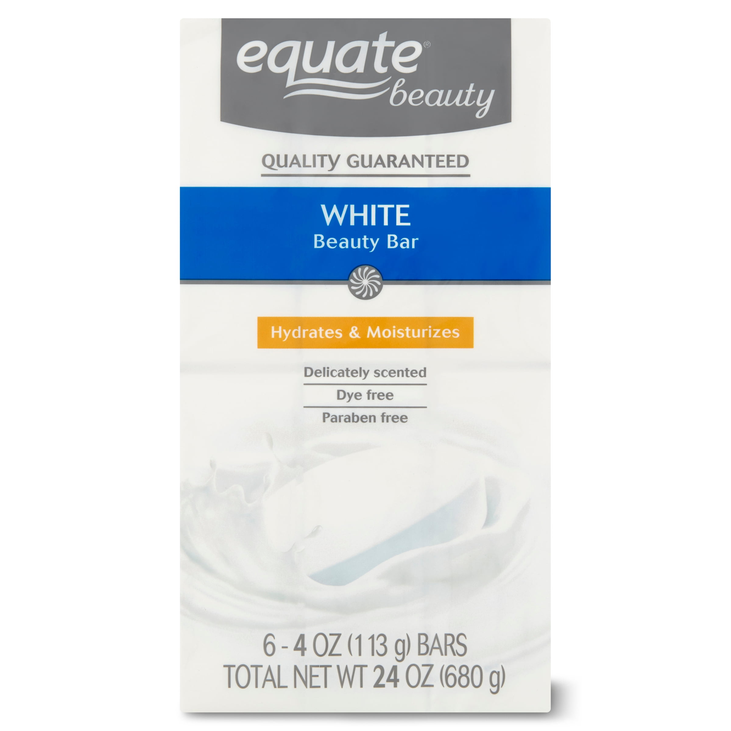 Equate Beauty White Beauty Bar, 4 oz, 6 count