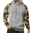 thumbnail image 2 of Pullover Hoodie with Camouflage Print Sleeves Drawstring Hood Front Pouch Pocket Long Sleeve Casual Sweatshirt for Men Women Light Gray 2XL, 2 of 5