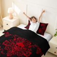 thumbnail image 3 of Homewish Bohemian Skull Twin Duvet Cover,Black Red Damask Twin Bedding,Halloween Comforter Cover,Black Reversible,2pcs,1 Duvet Cover and 1 Pillowcase, 3 of 6
