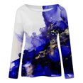thumbnail image 4 of T-shirts à Manches Longues Col Rond pour Femmes Hauts Tunique Imprimée Florale Tendance Hauts Décontractés Amples Confortables Chandails en Molleton Blouses, 4 of 5