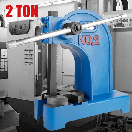 Arbor Press 2 Ton (15.35×17.32×6.3 IN),  Cast Iron Heavy duty Manual Arbor Press  with 3 Drifts,  Steel Anvil for Punching Shaping, Small Workbench (Blue)