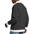 thumbnail image 5 of LYSMORA Men's Contrast Collar Cuff Waffle Knit Quarter Zip Pullover Sweatshirt, Fake Two Piece Loose Long Sleeve Casual Athletic Tops, 5 of 7