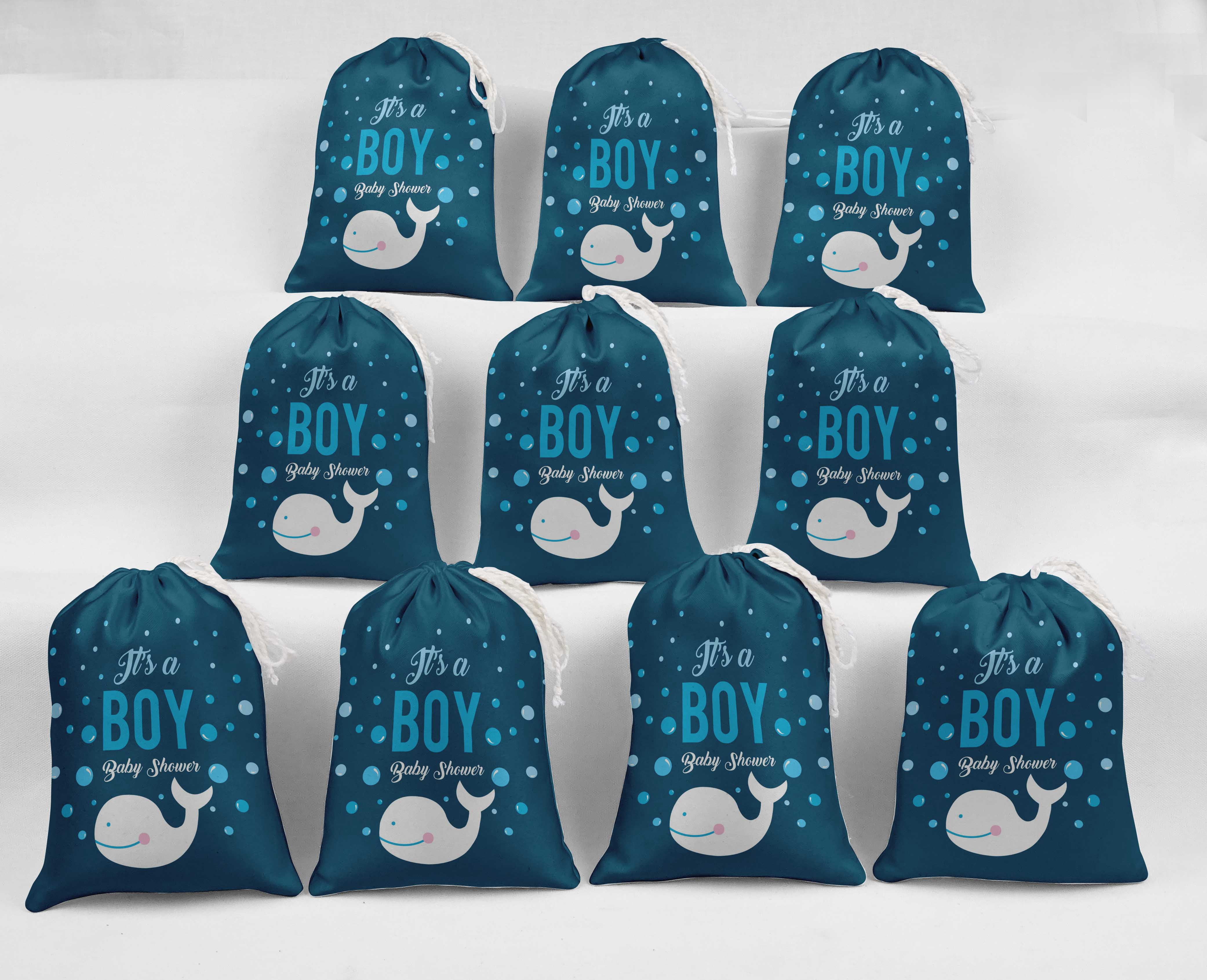 Darling Souvenir Blue Dolphin & It'S A Boy Baby Shower Party Supplies Favor Bags&nbsp;Drawstring Pouches&nbsp;15 Pieces