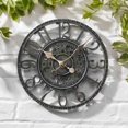 thumbnail image 3 of Outdoor Wall Clock Large 30cm Vintage Hollow Gear Slate Effect, 3 of 4