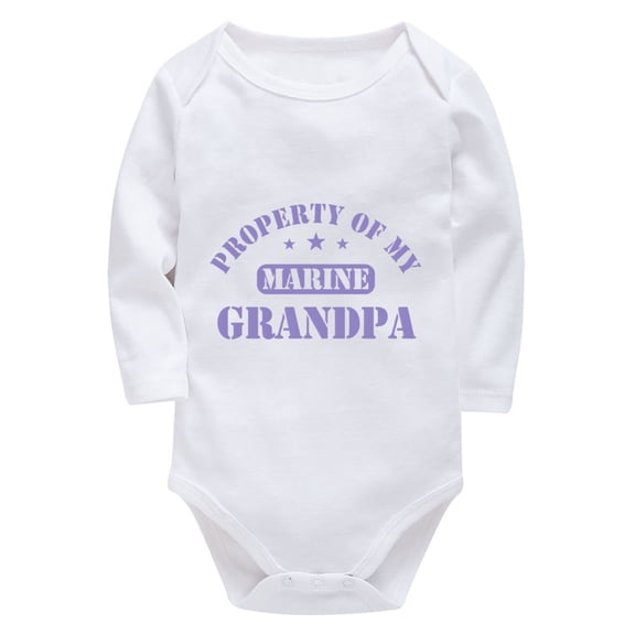 Property Of My Marine Grandpa Bringing Home Baby Outfits Girl Long Sleeve Boy Coming Home Outfit White Baby Onesie 3-6 Month