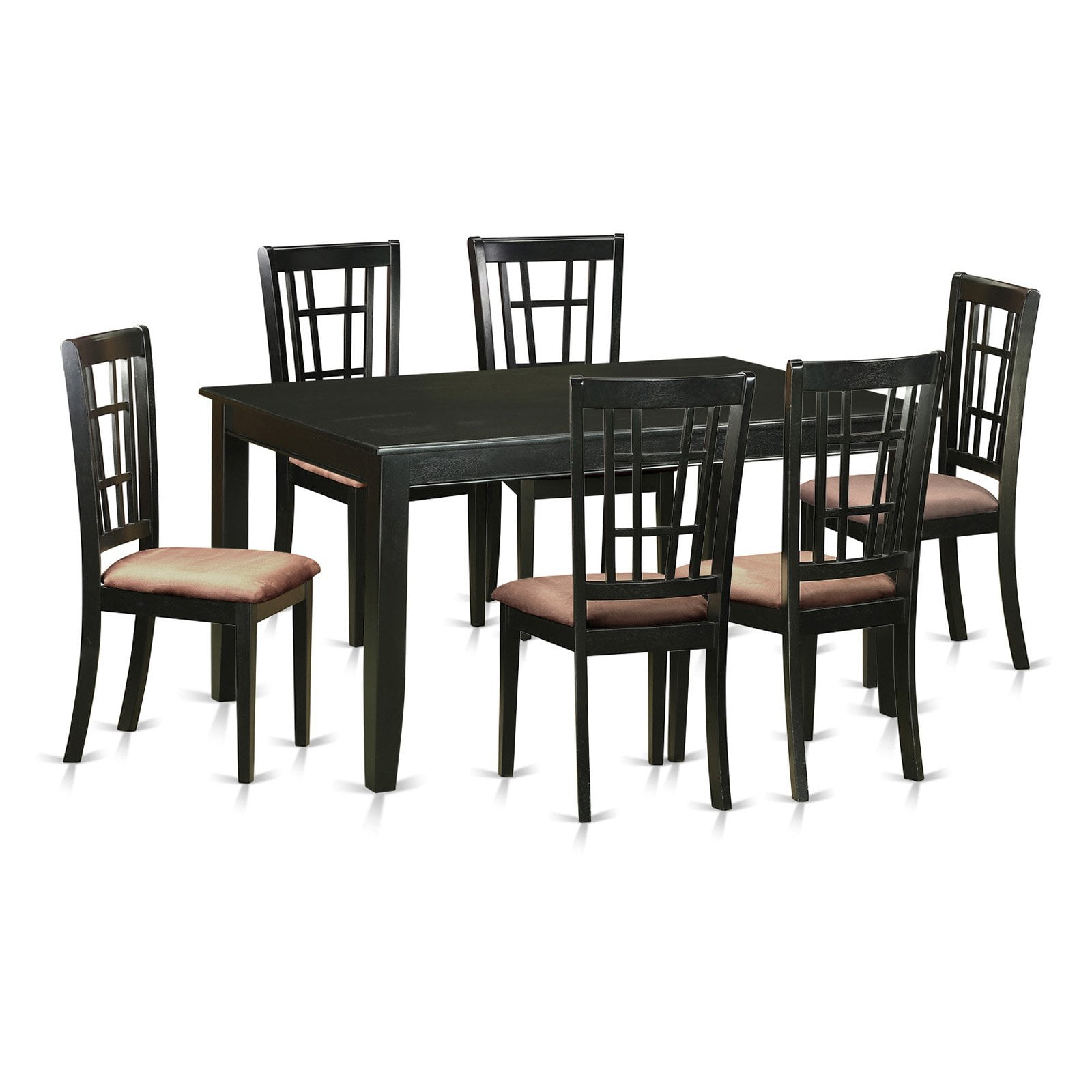 East West Furniture Dudley 7 Piece Rectangular Dining Table Set with Nicoli Chairs