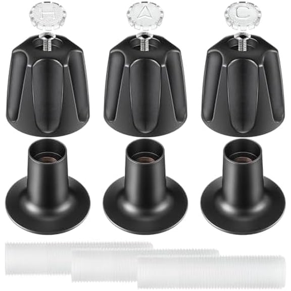 Bathtub and Shower 3 Handle Remodel Trim Kit Compatible with Pfister Verve Tub Shower, Faucet Knob Replacement Include 1 Hot 1 Cold 1 Diverter and 3 Flanges (Matte Black)$$Tools & Hardware Other
