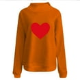 thumbnail image 4 of GuzomFashion Valentine's Day Womens Oversized Mock Neck Graphic Sweatshirt, Orange with Red Heart, Pullover w/Kangaroo Pocket, Soft Polyester S-XL,Size S, 4 of 5