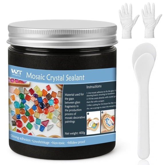 Black Mosaic Crystal Grout 400g, No Need to add Water, Direct caulking, Mosaics Tile Tools, Mosaic Crystal Sealant for All Tiles & Surfaces