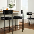 thumbnail image 5 of Best Choice Products Set of 2, Armless Counter Height Bar Stools, Modern PU Faux Leather Stools - Midnight Black, 5 of 10