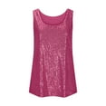 thumbnail image 5 of ZQGJB Plus Size Womens Summer Fashion Sequin Tops Loose Fit Casual Scoop Neck Sequin Sparkle Shimmer Sleeveless Tanks Tops Blouses Hot Pink XXXL, 5 of 6