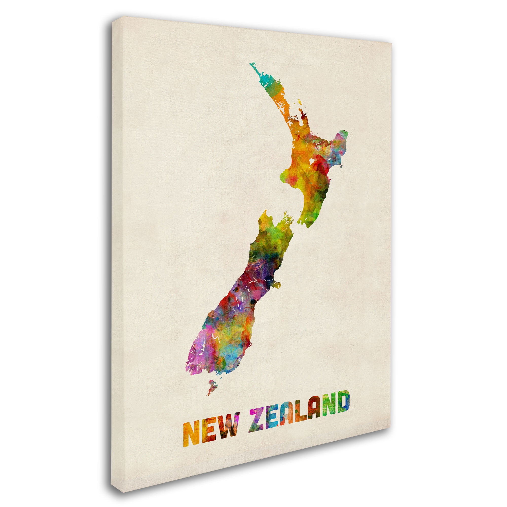 Trademark Fine Art "New Zealand Watercolor Map" Canvas Art by Michael Tompsett