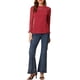 thumbnail image 2 of INSPIRAR CHIC Blusas Casuales de Cuello Redondo para Mujeres con Encaje Floral de Manga Larga de Chifón Tallas M Rojas, 2 of 6