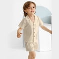 thumbnail image 4 of Usaibhir Baby Boy Cotton Linen Shorts Set Solid Color Short Sleeve Button Down T-Shirt Tops and Shorts Summer Outfit Clothes 12M-5T, 4 of 10