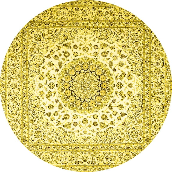 Ahgly Company Indoor Round Persian Yellow Traditional Area Rugs, 5' Round