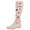 Pink, variant on Boots for Women,Perforated Round Toe Low Heel Boots Comfortable Mid Calf Casual Footwear with Side Zipper Closure for Everyday Wear,Knee High Boots Women,Pink,7.5