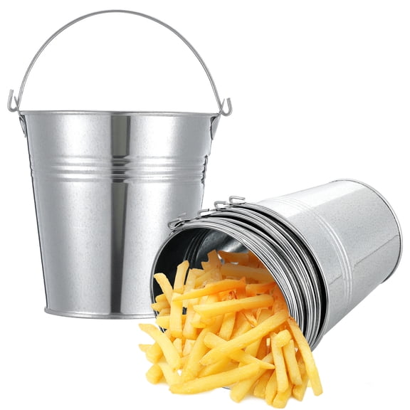 WEUVEB 6-Pack Small Metal Buckets with Iron Handles, Mini Tin Buckets for Home Decoration, Party Favors, and Craft Use