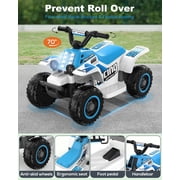 TOKTOO 6V 7Ah Powered Ride on ATV Toys, Electric Kids Car, 4 Wheeler Ride on Car w/ Music Player, Toddler Car for Boys Girls Aged 1-3 Years, Blue White
