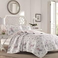 thumbnail image 1 of Laura Ashley Home Breezy Floral Collection 100% Coton, Réversible, Literie Légère et Respirante, Prélavée pour Plus de Douceur, Simple, Rose/gris, 1 of 9
