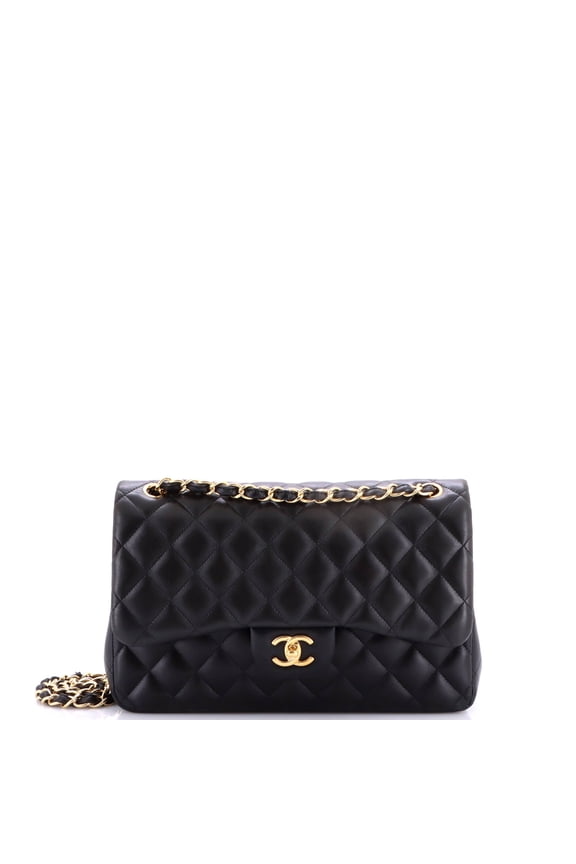 Pre-Owned Classic Double Flap Bag Quilted Lambskin Jumbo By Rebag