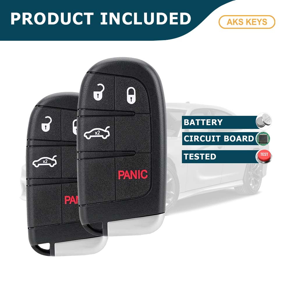AKS KEYS Replacement Fit for Dodge Chrysler 2011-2018 Smart Prox Key Fob 4B M3N-40821302 (2 Pack)