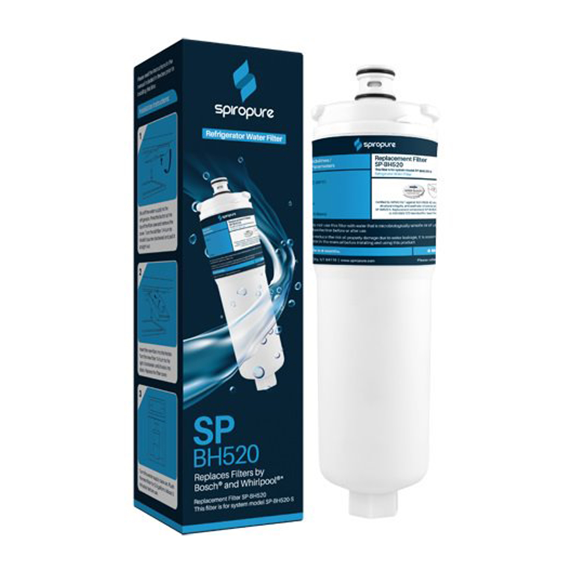 SpiroPure SP-BH520-3PK Refrigerator Water Filter Replacement Part, 3 Pack