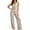 Khaki, variant on Vivianyo HD Women's Striped V-Neck Sleeveless Tie Waist Peplum Top and Wide Leg Pants Set, Two Piece Sets for Women Textured Outfit, Women's Black, Sizes S-XL