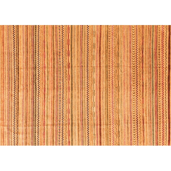 Ahgly Company Indoor Rectangle Abstract Orange Modern Area Rugs, 7' x 9'
