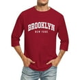 thumbnail image 1 of LUOGENLI T-shirts pour Homme pour Hommes Hommes Manches 3/4 Lettre Nom de Ville T-shirts Confortable Col Ras du Cou Couleur Unie Coupe Tee Shirt Hauts 4TG T-shirts pour Hommes T-shirts Graphiques Pâques Vin TG, 1 of 4