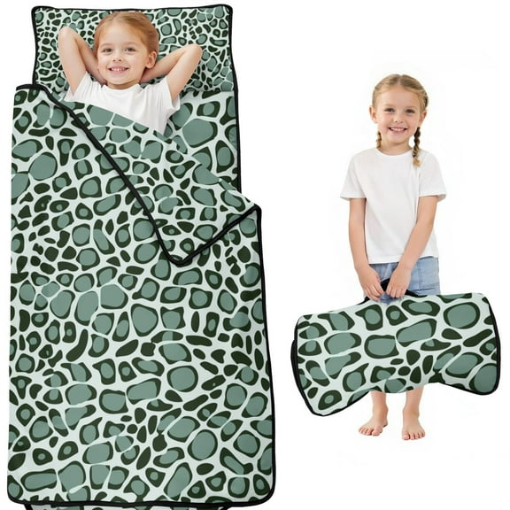 Green and Dark Green Giraffe Pattern Toddler Nap Mats for Kids Preschool,Sleeping Mat Bag or Kids,Toddler Sleeping Bag,Toddler Nap Mat or Daycare