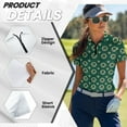 thumbnail image 5 of COEQINE Women Short Sleeve Golf Shirts 1/4 Zip Workout Golf Tops Leprechaun Hat and Glass Green Print Lightweight Polo Shirts Pullover Athletic Tops for St. Patrick's Day, XS, 5 of 7