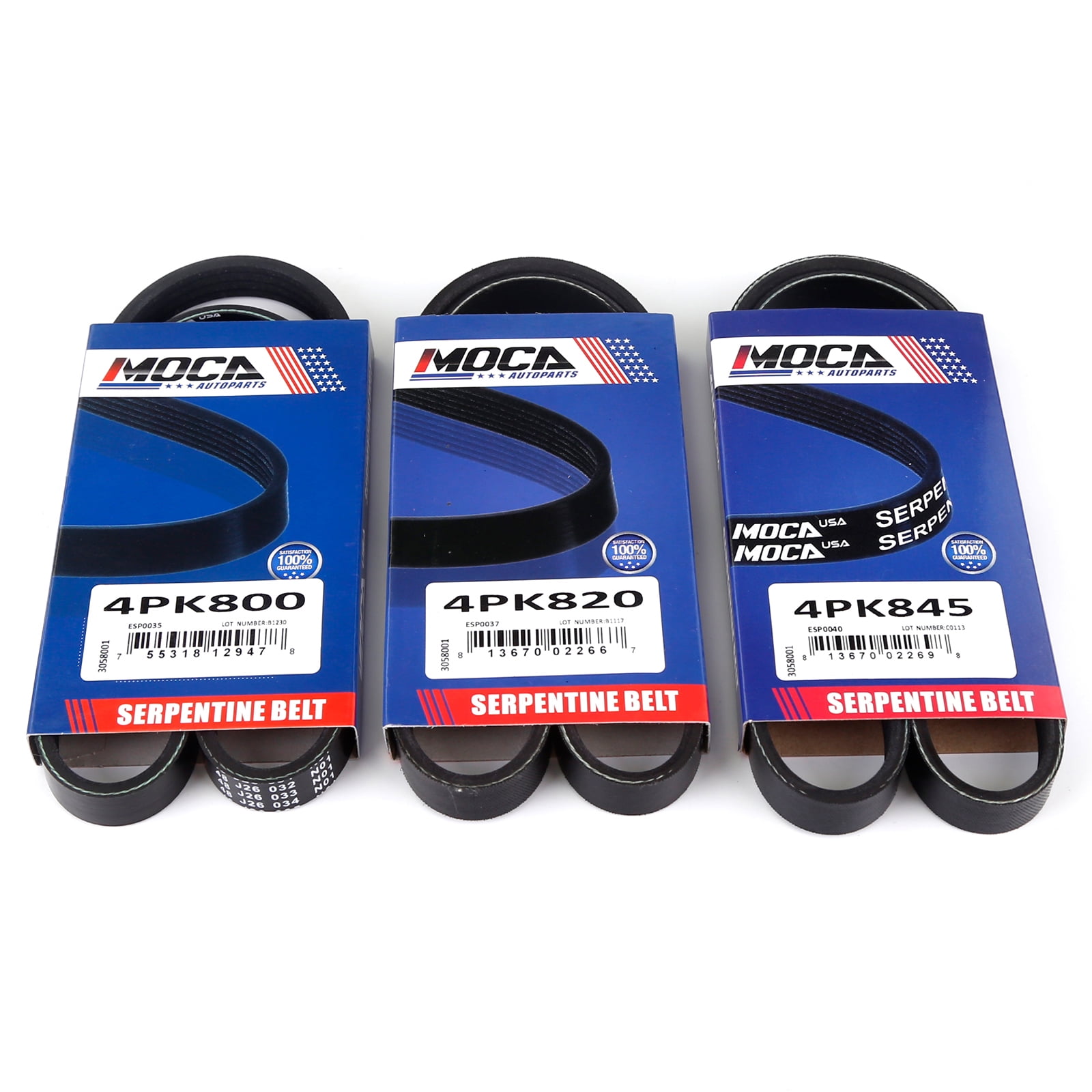 MOCA AUTOPARTS 3Pcs EPDM Serpentine Drive Belt Set Fit for