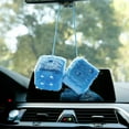 thumbnail image 3 of Blue Fuzzy Dice for Rear View Mirror, Pair of 2.75" Plush Dice Retro Hanging Ornaments Car Interior Rearview Mirror Decor Accessories (Blue), 3 of 14