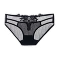 thumbnail image 2 of Rohuuque Women's Lace Panties Sheer Mesh Black Briefs Panties Cut Out Lace Breathable Cotton Lined Low Rise Cheeky Briefs Black E, 2 of 3