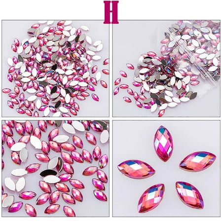 

Foraging dimple 500Pcs Glitter Horse Eye Rhinestones 3D Decorative Glue Acrylic