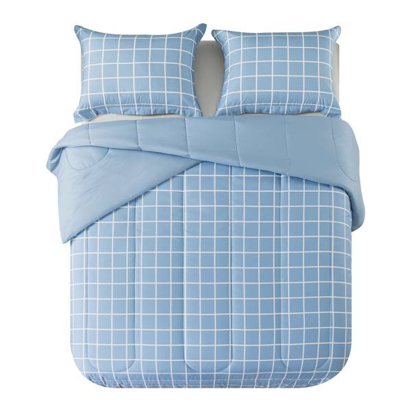 Mainstays Blue Checker Reversible 5-Piece Bed in a Bag Comforter Set with Sheets, Twin XL - image 5 of 9