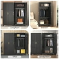 thumbnail image 5 of Metal Wardrobe Cabinet with Hanging Rod, 71" Wardrobe Closet with 2 Doors and Adjustable Shelves, Black Armoire Wardrobe Closet for Bedroom, Laundry Room Assembly Required (71" H-1, Black), 5 of 9