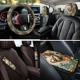 thumbnail image 4 of HUIACONG Cute Sloth Car Seat Covers Full Set with Steering Wheel Cover Coasters Center Console Cover Seat Belt Pads Headrest Cover Key Chain 14 Pcs Universal Car Accessories Interior, 4 of 8