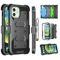 thumbnail image 1 of Apple iPhone 12 Pro Max Case, 6.7" Phone 12 Pro Max Clip Belt Holster, Takfox Shockproof Swivel Defender Heavy Duty Armor Protective Cases & 2 PCS Screen Protector with Kickstand Rugged Cover, Black, 1 of 7