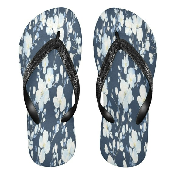 YAZAOOSummer Flip Flops Creatively Midnight Blooms Simple Beach Sandals