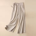 thumbnail image 2 of Clearance! Borniu Pants Women's Pants, Spring Summer Solid Color Leisure Pants For Women,Retro Drawstring Side Frenulum High Waist Broad Leg Pants Plus Size Pants Clearance, 2 of 6