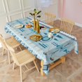 thumbnail image 3 of Blue Geometric Triangle Diamond Pattern Rectangle Tablecloth 60"x102",Waterproof Polyester Rectangle Table Cloth, Wipeable Spillproof Polyester Tablecloth for Dining, Camping, Indoor and Outdoor, 3 of 6