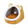 thumbnail image 3 of Cama cueva para gatos, camas para mascotas, tiendas de campaña con pelotas de juguete interactivas, nido, casa para perros antideslizante, muebles par , amarillos, L, 3 of 8