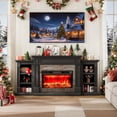 thumbnail image 5 of Holliwill 80" Electric Fireplace with Mantel, Modern Farmhouse TV Stand for TVs up to 90" with 30" Insert Heater, Black, 5 of 8