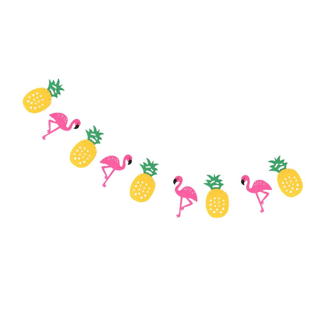 Hawaiian Tropical Flamingo Pineapple Summer Party Decor Banner Garland Bunting 
