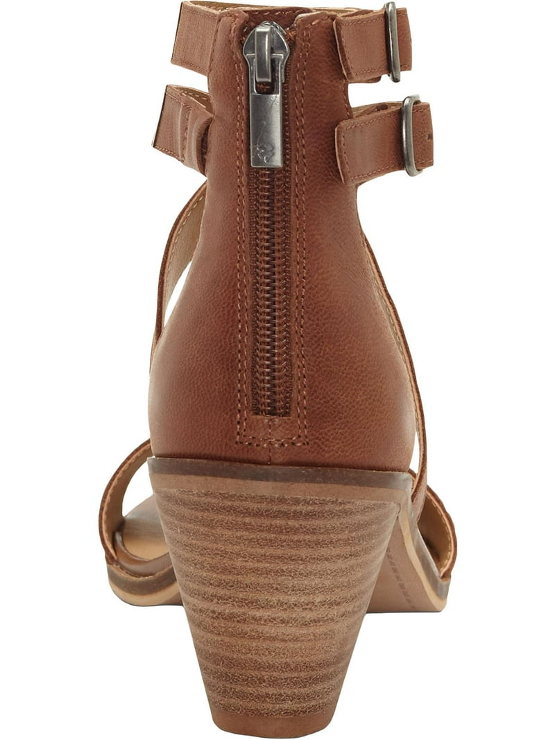 Lucky Brand Womens Ressia Leather Strappy Heel Sandals Brown 10
